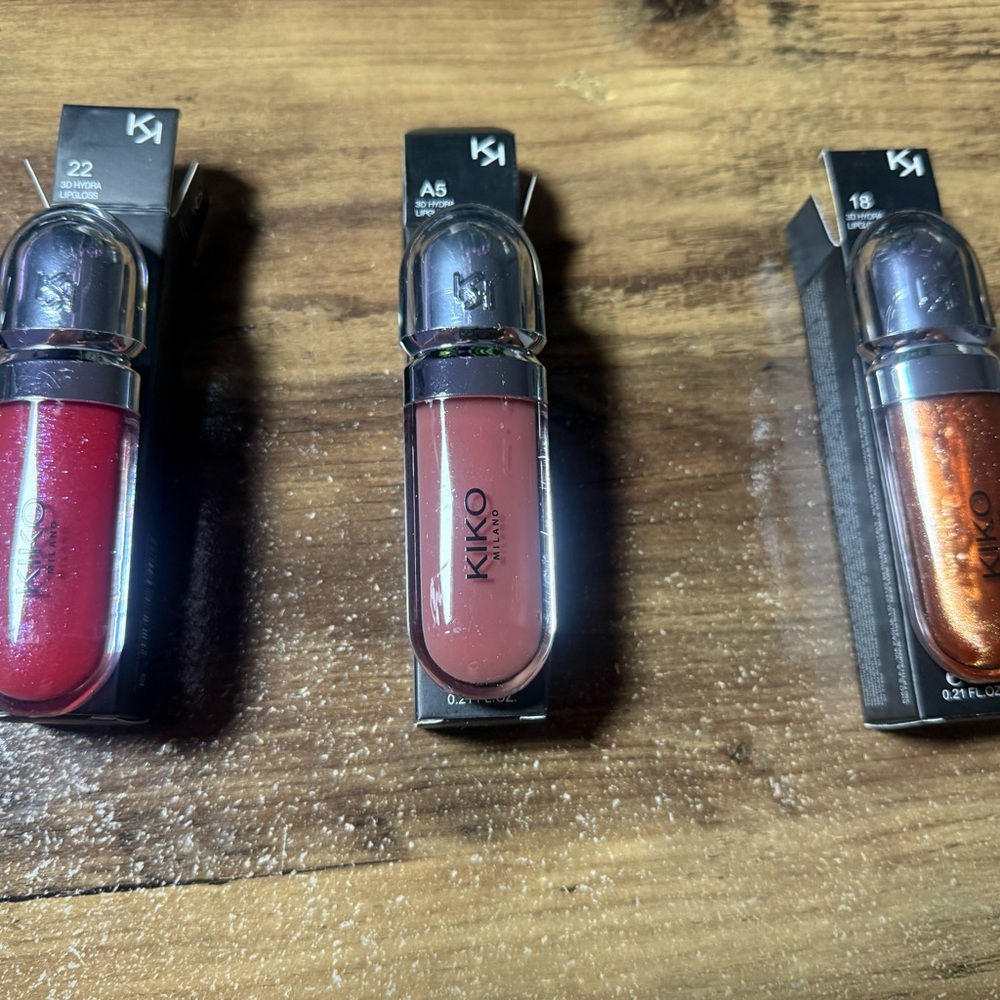 Kiko Lip Gloss Set - Red, Brown, Orange
